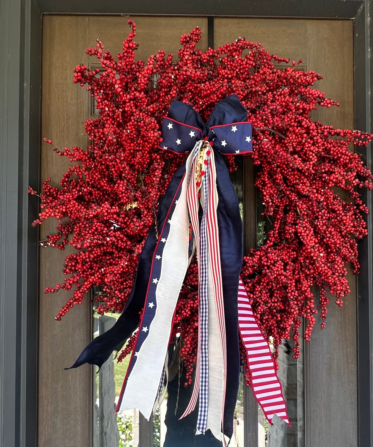 Customer photo review of Old Glory Wreath Ribbon