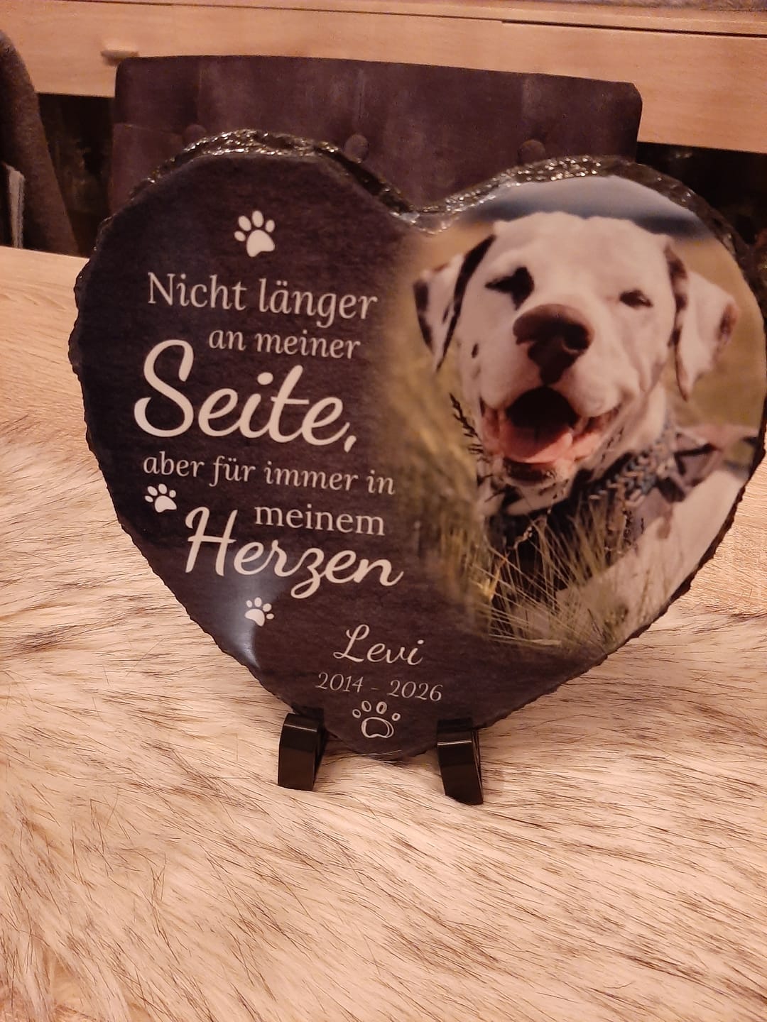 Customer photo review of Personalisiertes bedrucktes Schieferherz - Nicht länger an meiner Seite