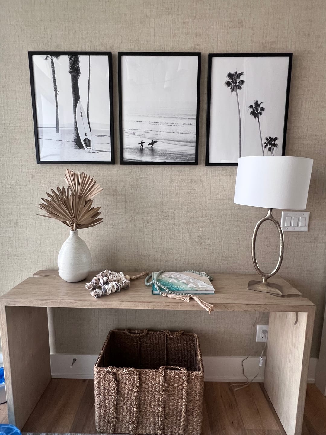 Customer photo review of Board Against A Palm, Ocean Surfing 3 Framed Art Prints in b/w