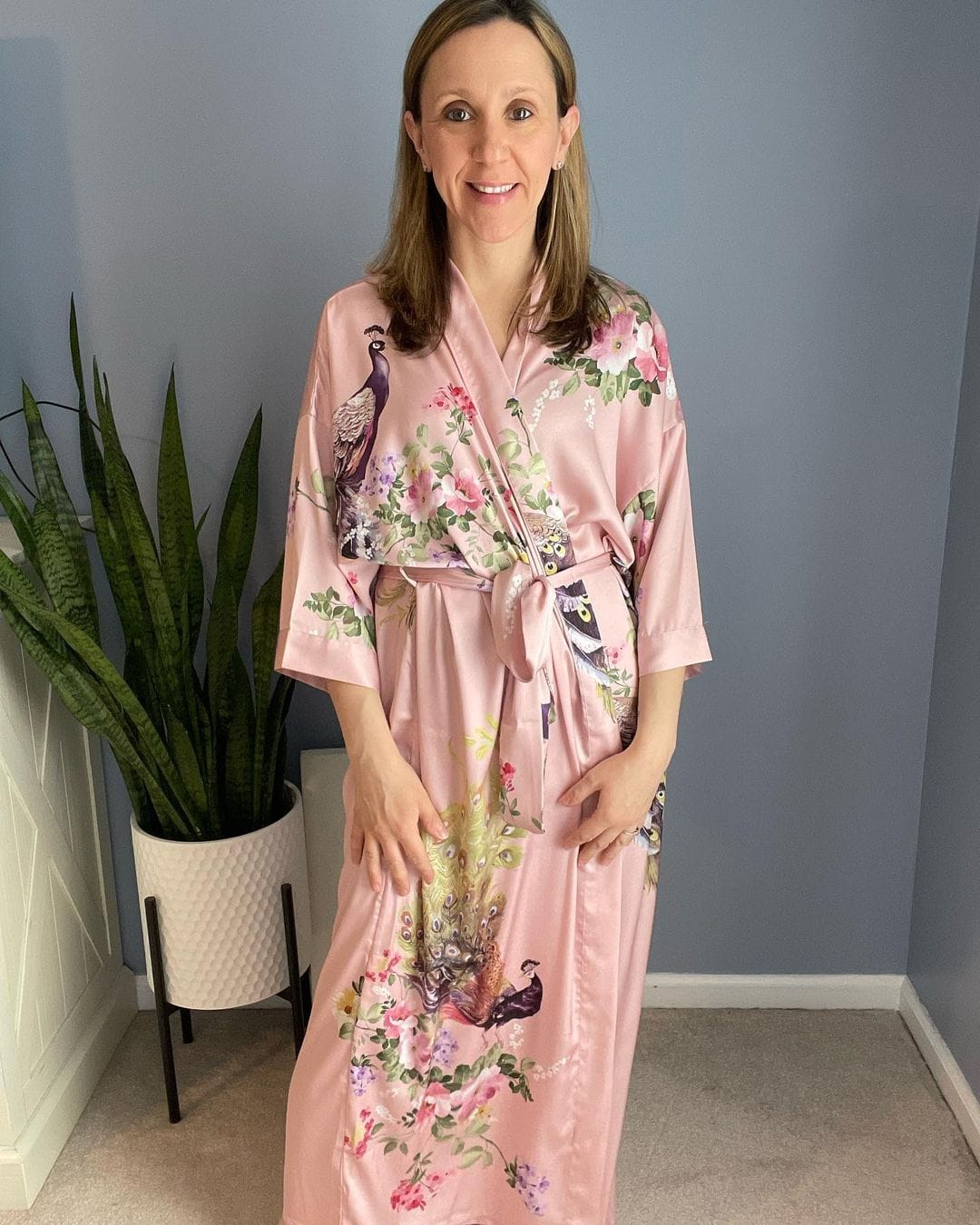 Customer photo review of Peacock Pink Kimono Robe