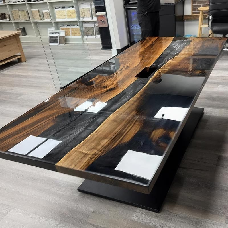 Customer photo review of Extra Large Black Walnut Epoxy Conference Table – Spacious Square Desk for Meetings - P23