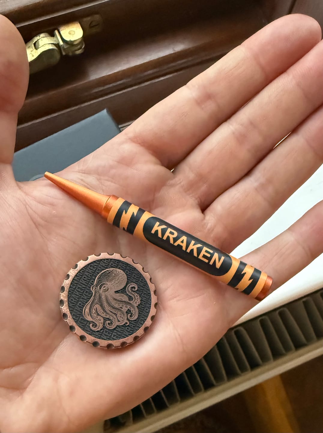 Customer photo review of The Octopus Coin — Copper