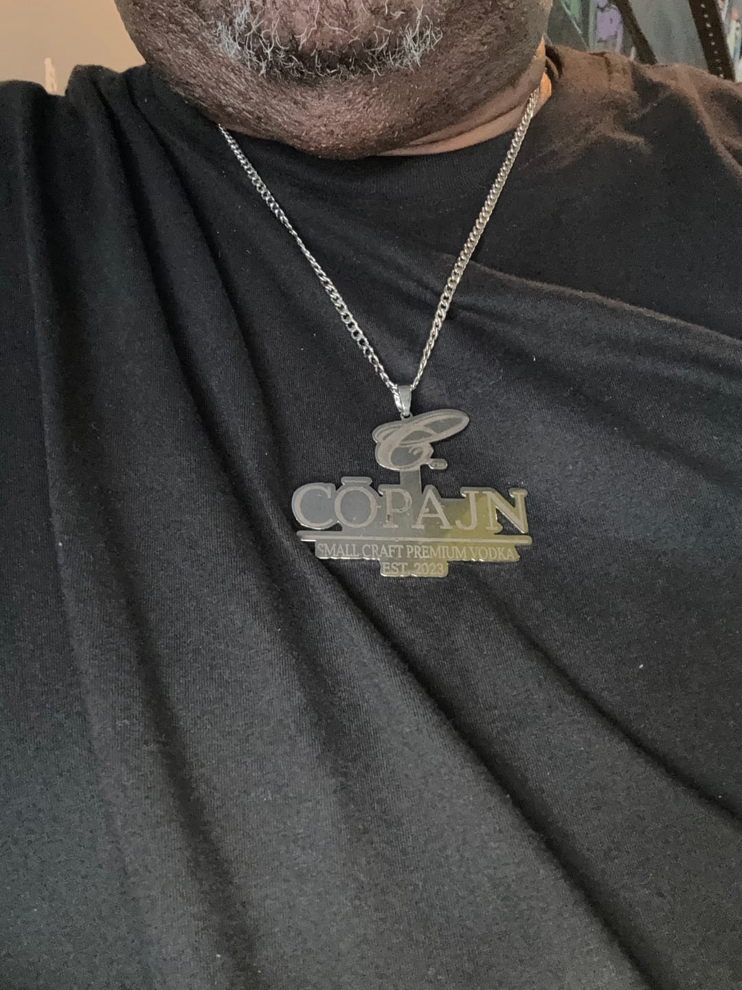Customer photo review of Custom Logo Engraved Photo Pendant Necklace