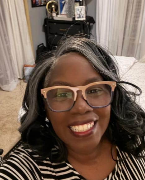 Customer photo review of Luvwin  Salt And Pepper Kinky Wave More Pepper With Salt  Glueless Wig For Mature Women