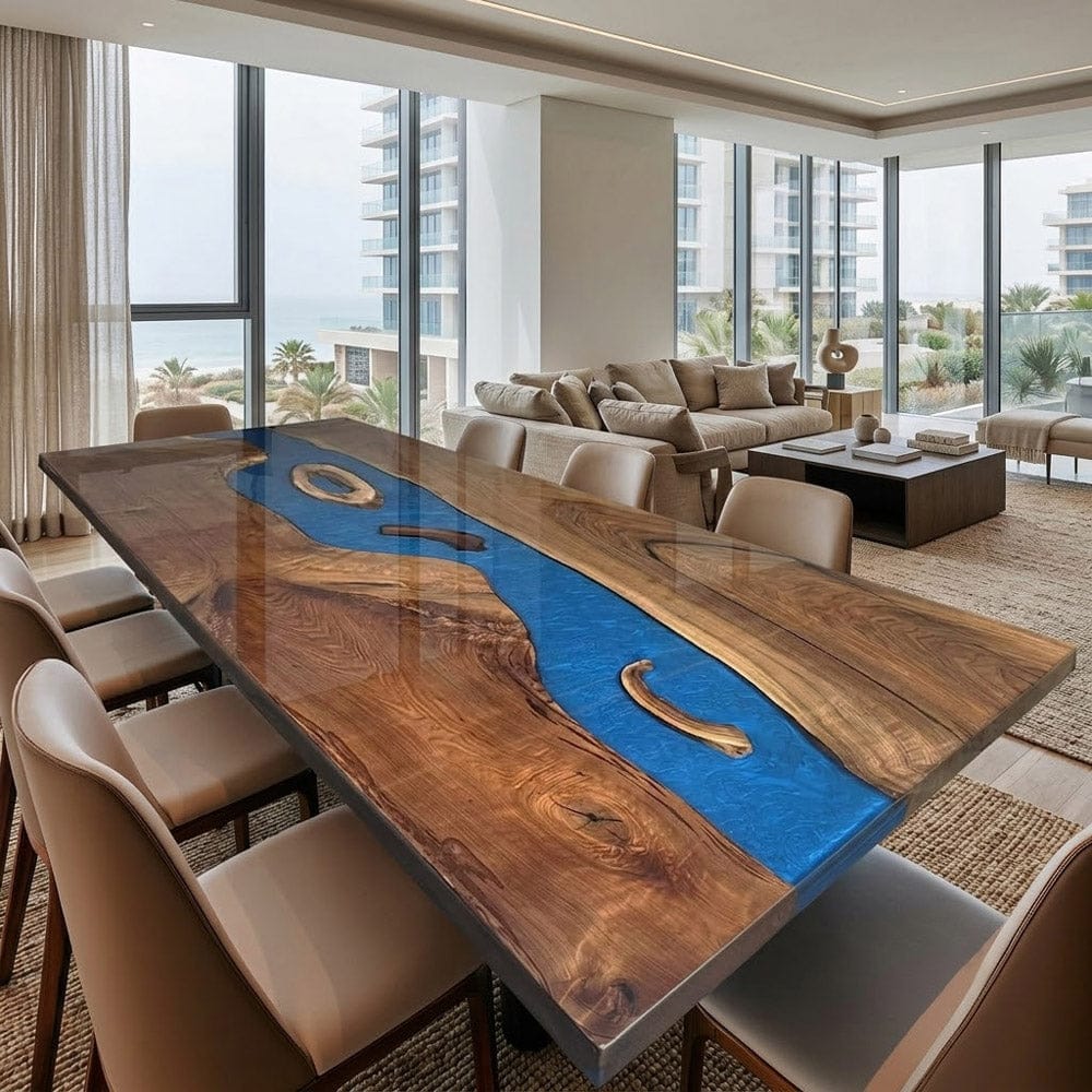 Customer photo review of Black Walnut Epoxy Conference Table – Luxury Executive Meeting Table CT69