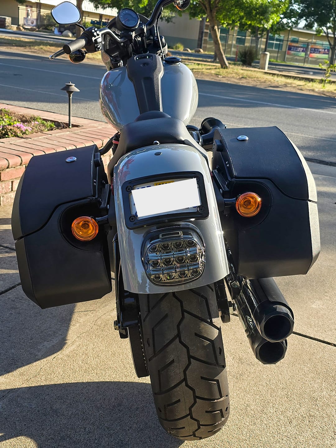 Customer photo review of 32L - Darkin Large Quick Mount Leather Wrapped Hard Saddlebags for Harley Softail Low Rider S FXLRS