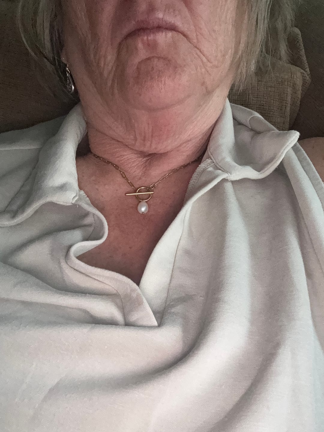 Customer photo review of Eva Freshwater Pearl Gold Necklace