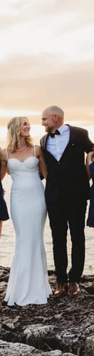 Customer photo review of Natasha Gown in White by Elle Zeitoune - RENTAL