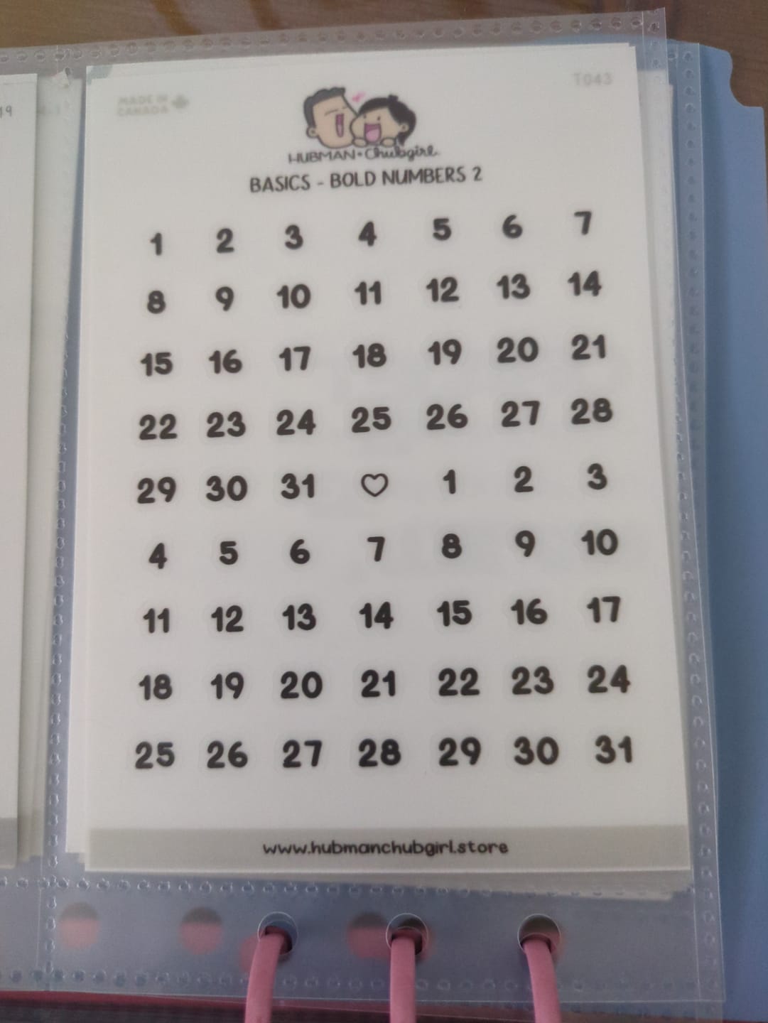 Customer photo review of Basics - Numbers Text Planner Stickers (Bold Font)