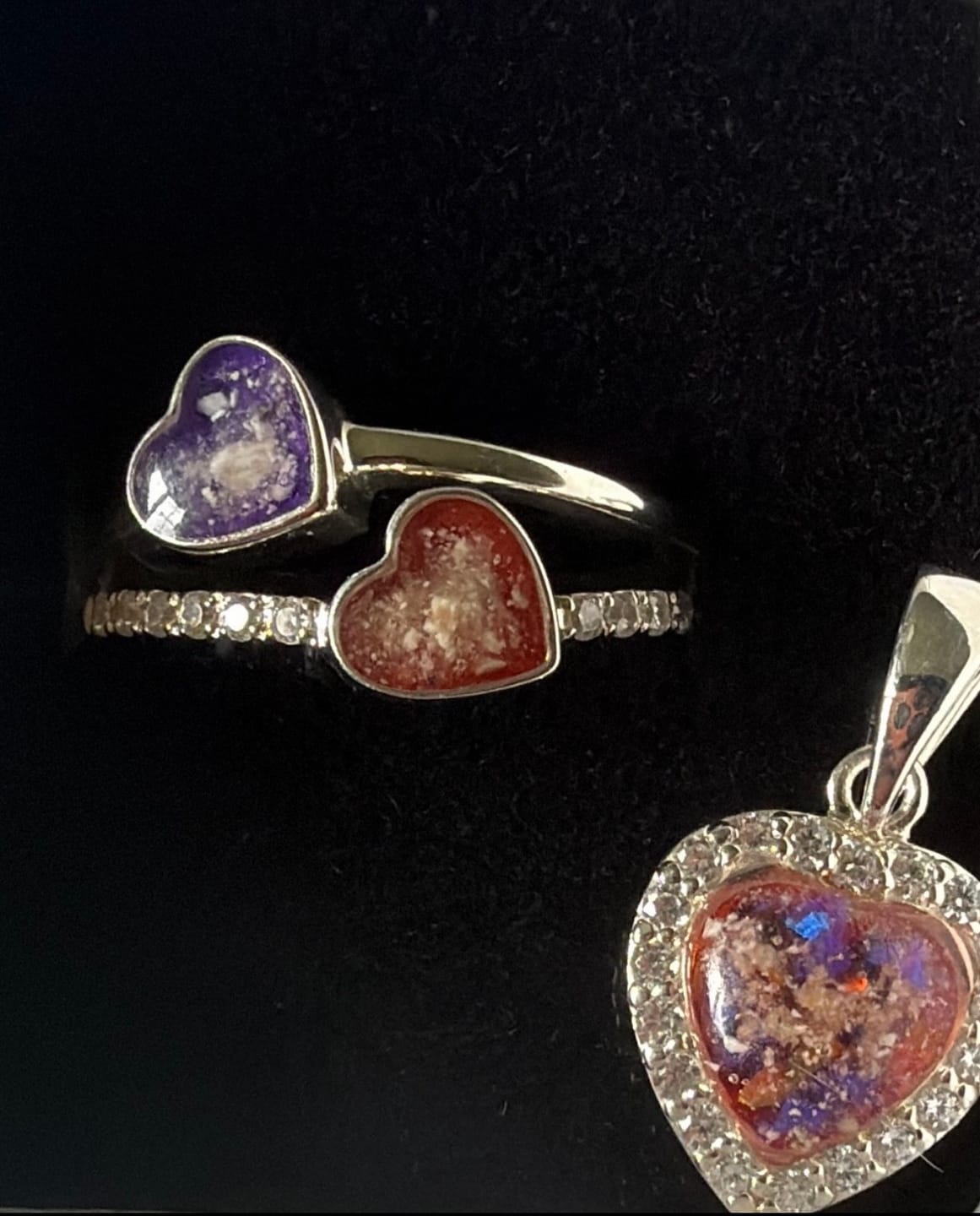 Customer photo review of Double Heart Cremation Ring