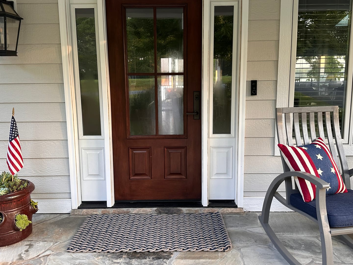 Customer photo review of Sand + Navy Doormat