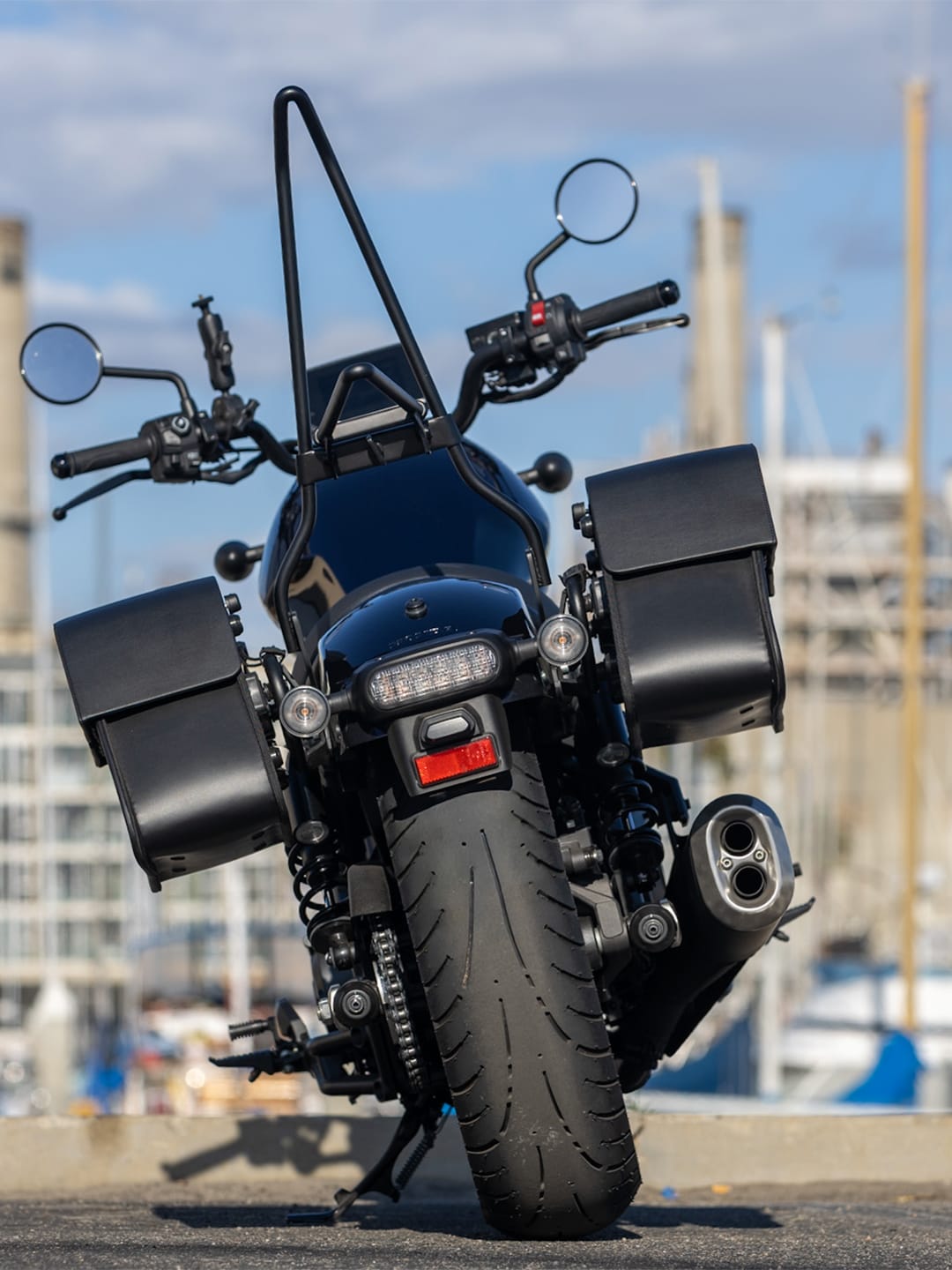 Customer photo review of Iron Born Blade 25" Sissy Bar with Foldable Luggage Rack for Honda Rebel 1100 CMX1100 Matte Black