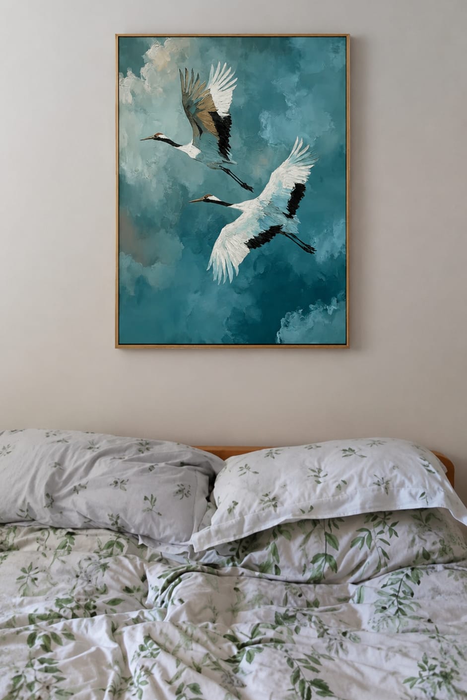 Customer photo review of Mistbound Cranes-Blue Bird Painting