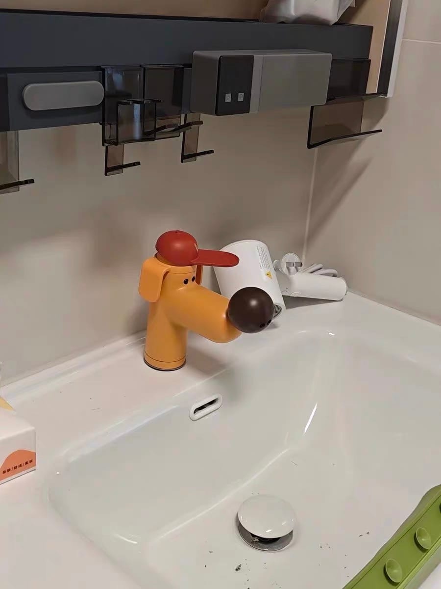 Customer photo review of Creative Dog Bathroom Faucet with Hot and Cold Mixer