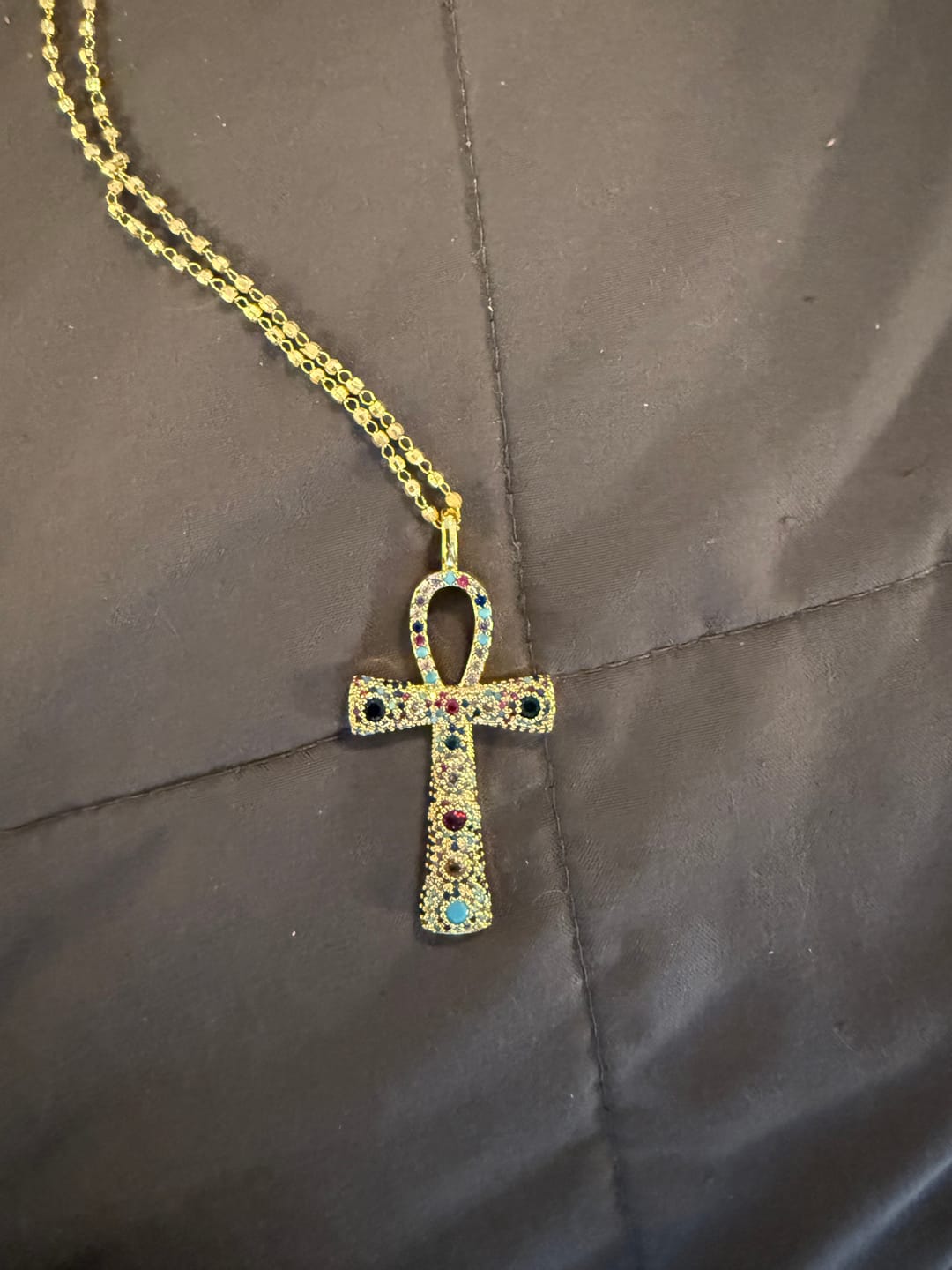 Customer photo review of Icy Ankh Necklace (Multicolor)