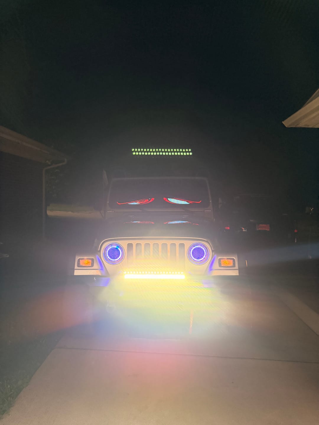 Customer photo review of LED Windshield Eyes │ Night-Time Visibility With Style