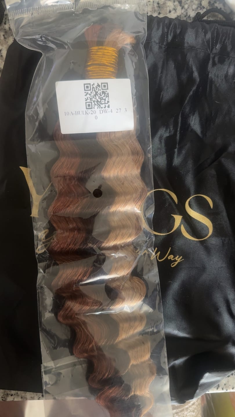 Customer photo review of Double Drawn Burmese #4/#27/#30 Mix Color Blend Deep Wave Human Hair Bulk