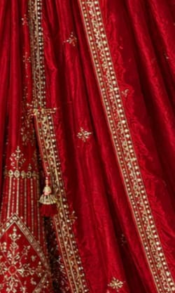 Customer photo review of Red Crunchy Silk Embroidered Anarkali Gown Set