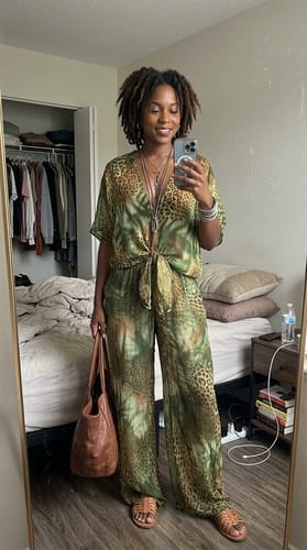 Customer photo review of Half Sleeves Loose Contrast Color Knot Leopard Printed See-Through Deep V-Neck Blouses&Shirts Tops