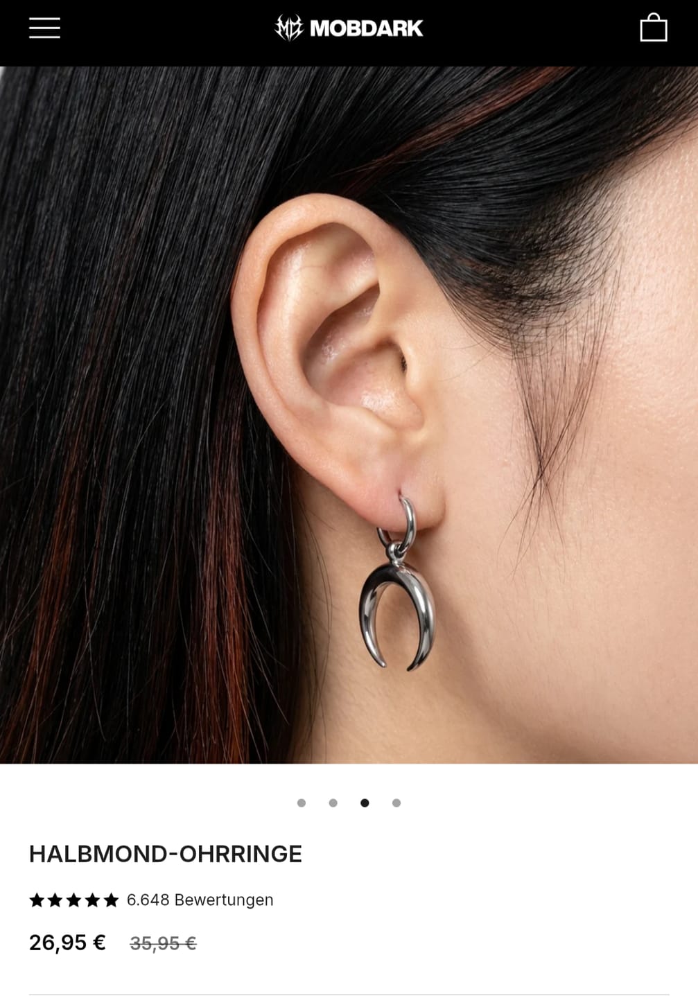 Customer photo review of Crescent Moon Earrings