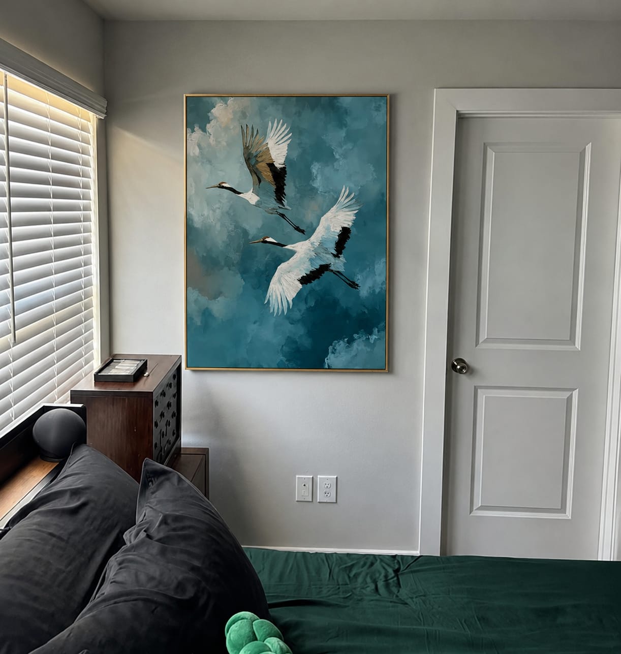 Customer photo review of Mistbound Cranes-Blue Bird Painting