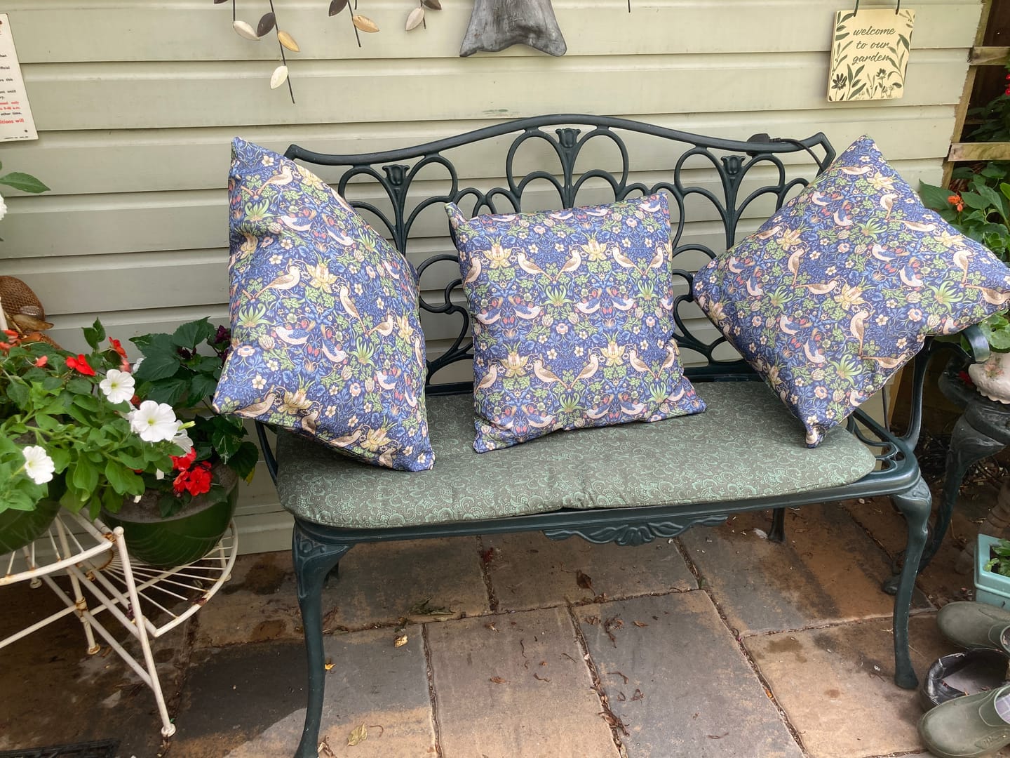 Customer photo review of William Morris Garden Birds Water Resistant Fabric