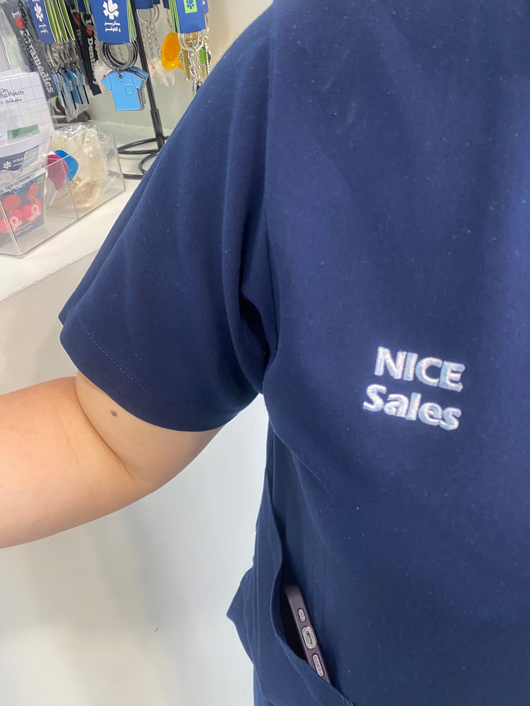 Customer photo review of S&C Pro Unisex Scrub Top S2102