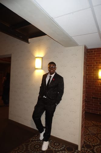 Customer photo review of Men's 3-Piece Black Rose Embroidery Shawl Lapel Wedding Suit