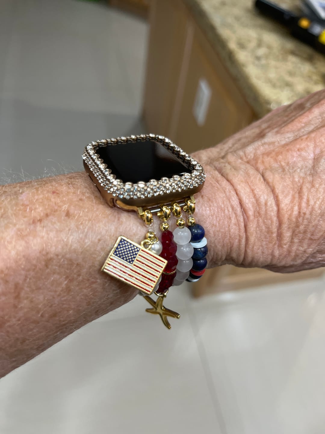 Customer photo review of American Dream Stretch Apple Watch Strap