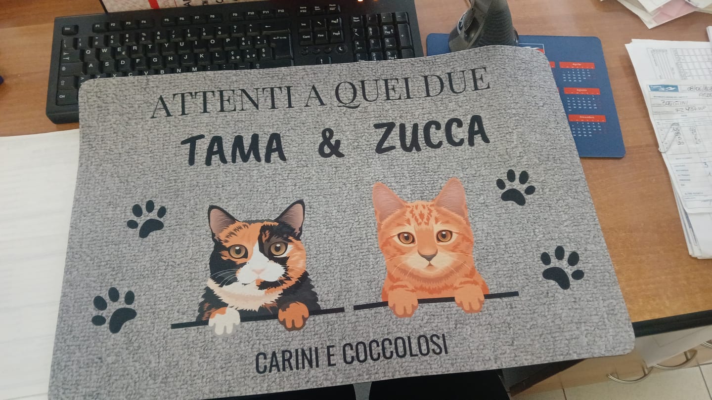 Customer photo review of Benvenuti da – Zerbino personalizzato