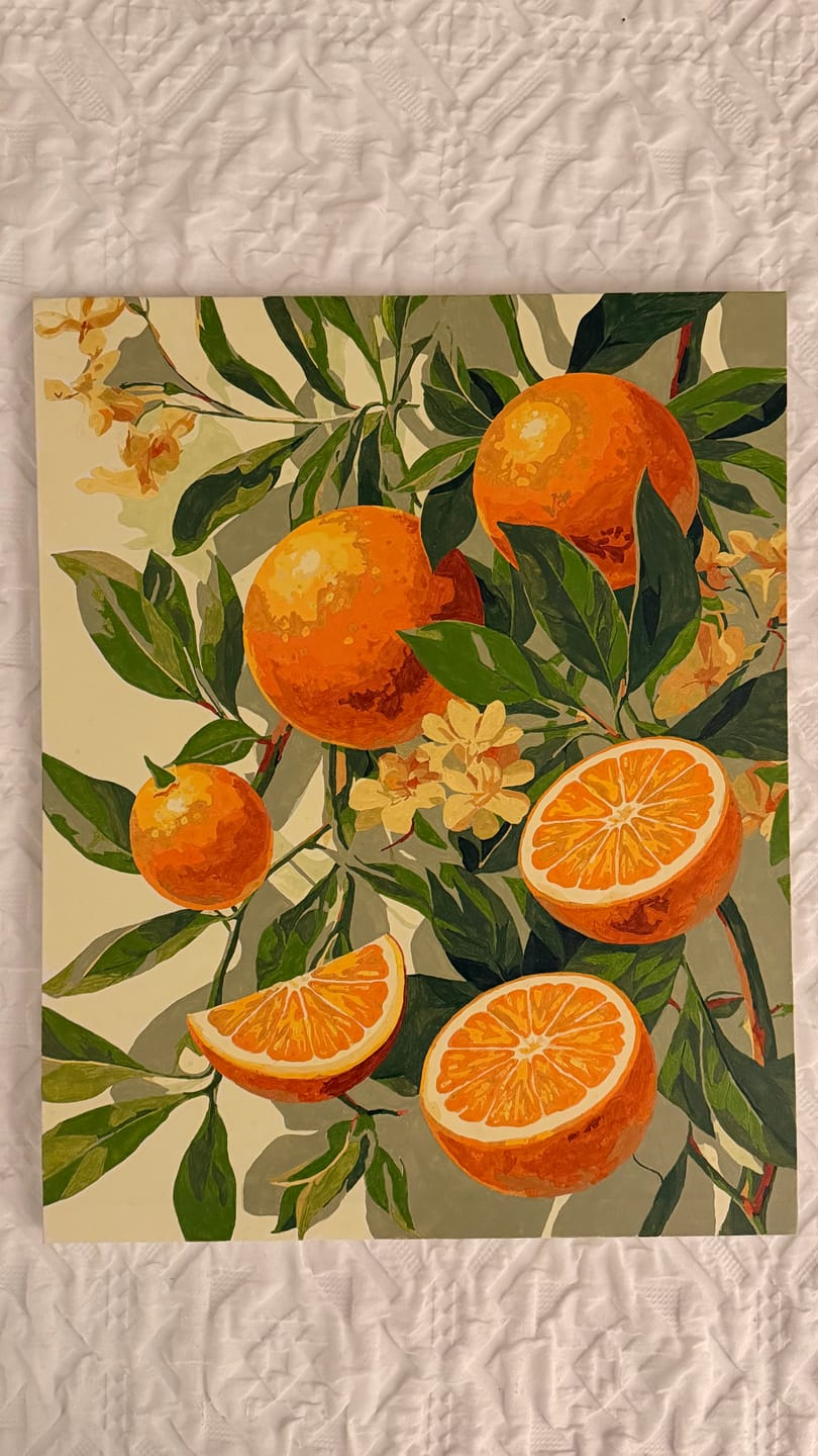 Customer photo review of Blooming Oranges | Paint by Number