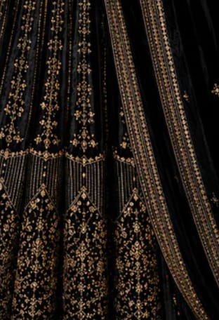 Customer photo review of Black Crunchy Silk Embroidered Anarkali Gown Set