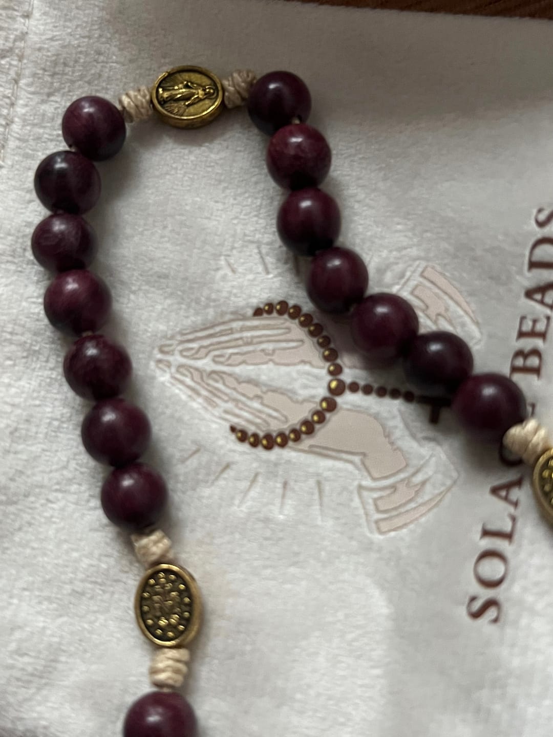 Customer photo review of SolaceBeads Purpleheart Wood Our Lady of Seven Sorrows Rosary Chaplets