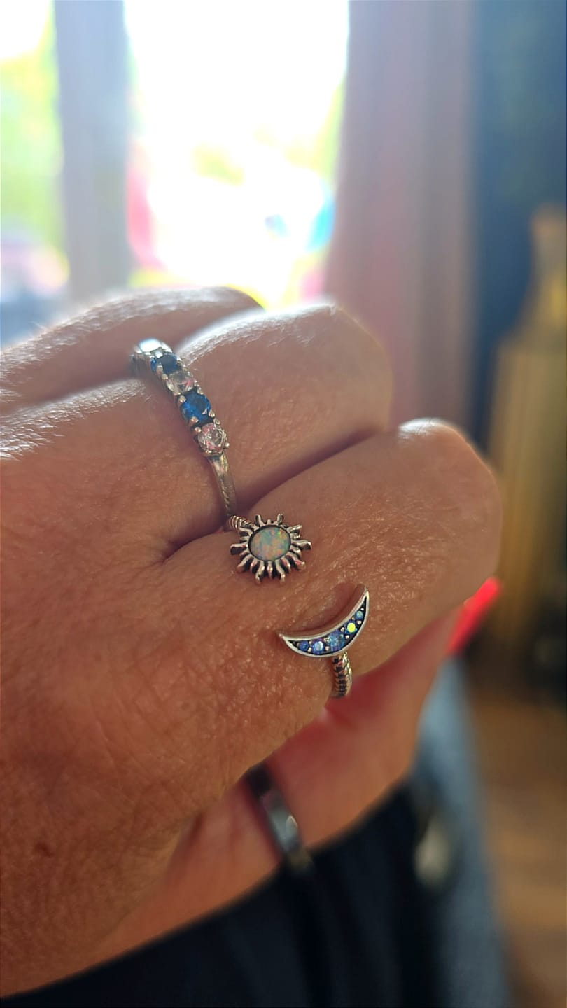 Customer photo review of Natural Opal Sterling Silver Sun & Moon Ring