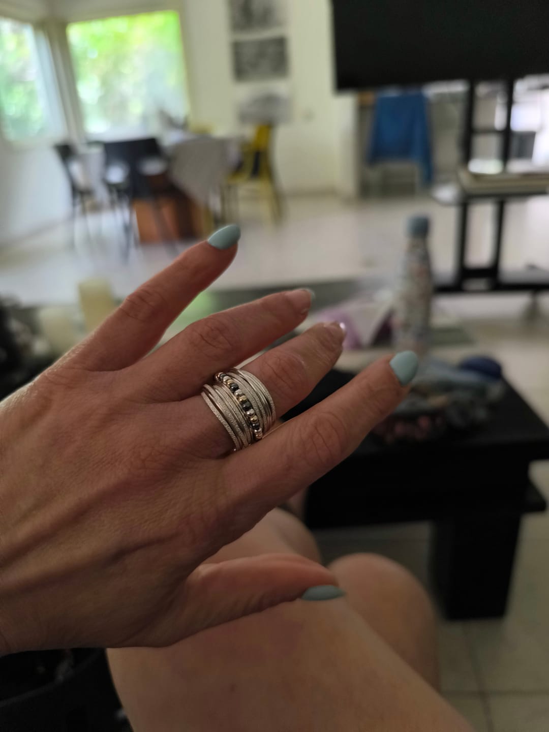 Customer photo review of טבעת ספירלי כסף חרוזים טריקולור