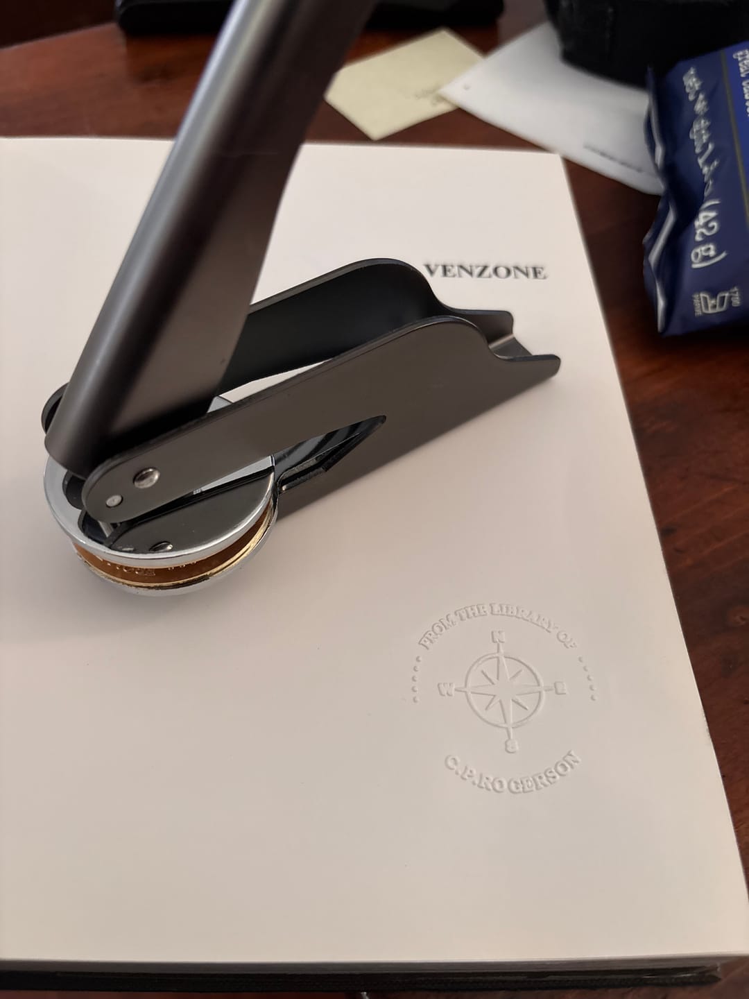 Customer photo review of My Book Embosser – Custom Book Embosser