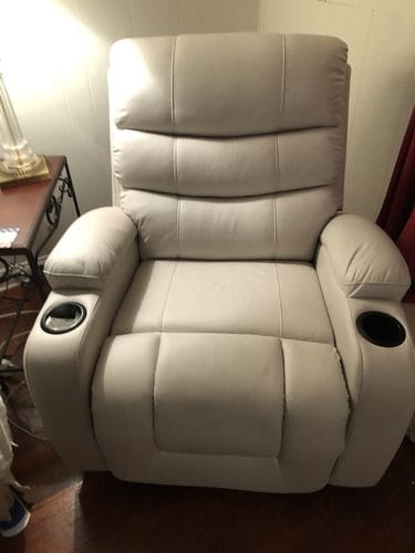 Customer photo review of Homrest Power Lift Recliner Chair for Elderly with Massage & Heat, Beige White