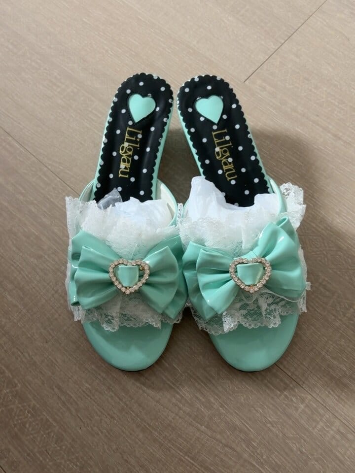 Customer photo review of Hime-style high heels, 4cm wedge heel with bow
