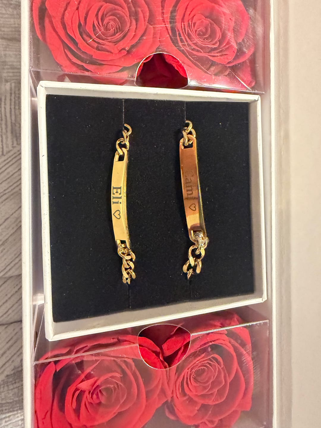 Customer photo review of Engraved Bracelet Set - W/ Eternal Rose Box