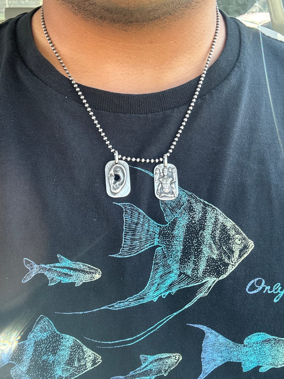 Customer photo review of "TORN" Oxidized Pendant Necklace | 925 Sterling Silver