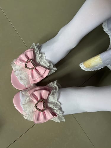 Customer photo review of Hime-style high heels, 4cm wedge heel with bow