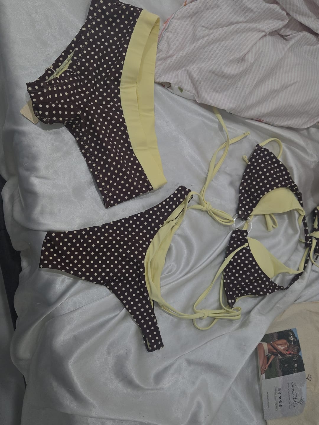 Customer photo review of Seamolly Contrast Color Polka Dot Print O Ring Double Layer Bikini Set