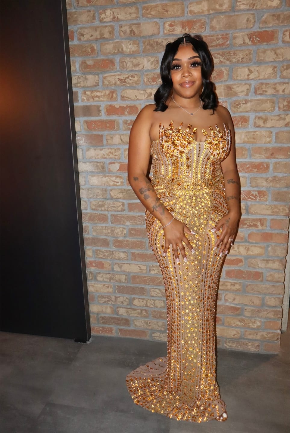 Customer photo review of Fool In Love Gold Maxi Dress (Ready To Ship)