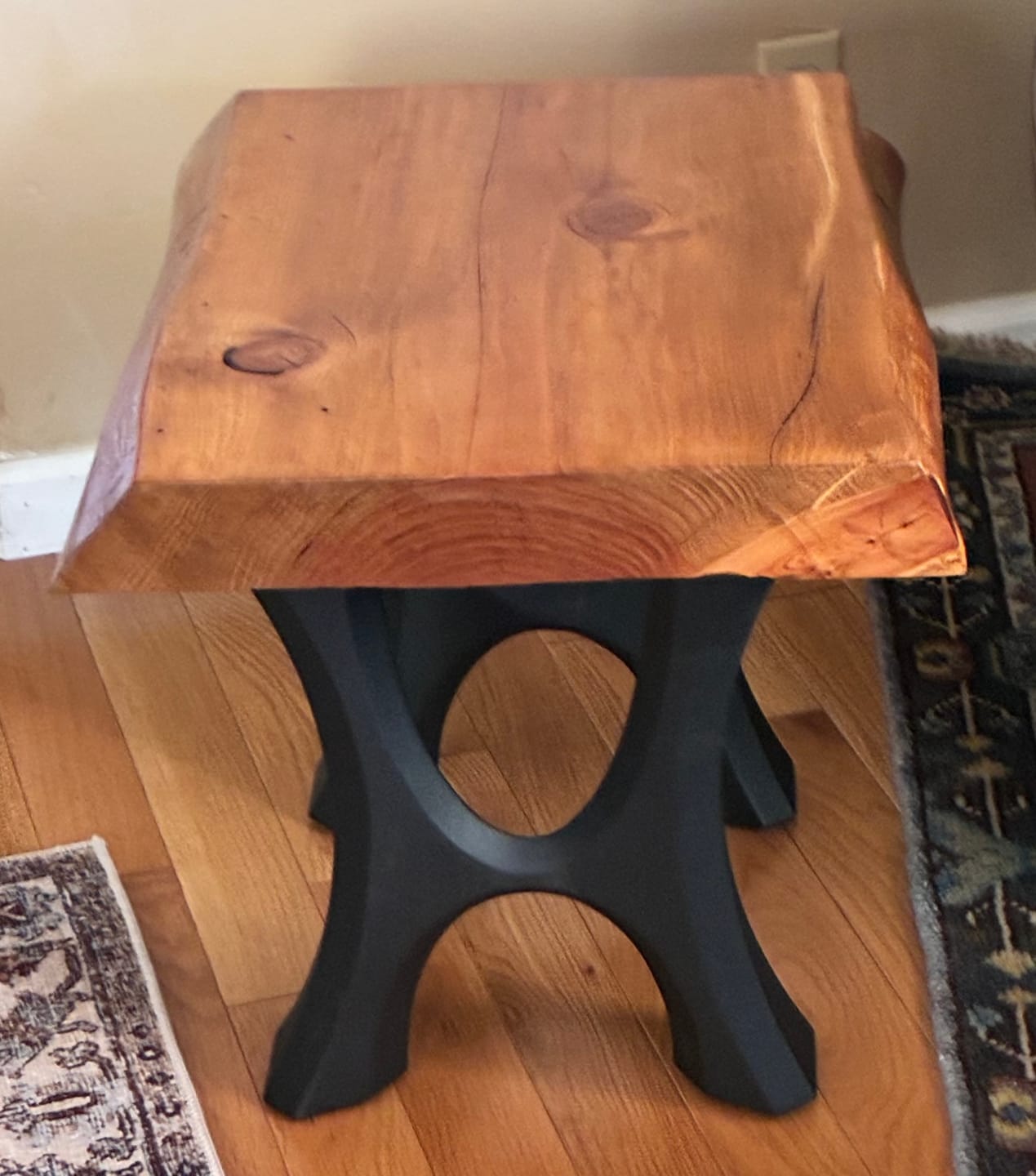 Customer photo review of Bench Legs 103 Haru 16.3" H for Dining Live Edge Tabletop