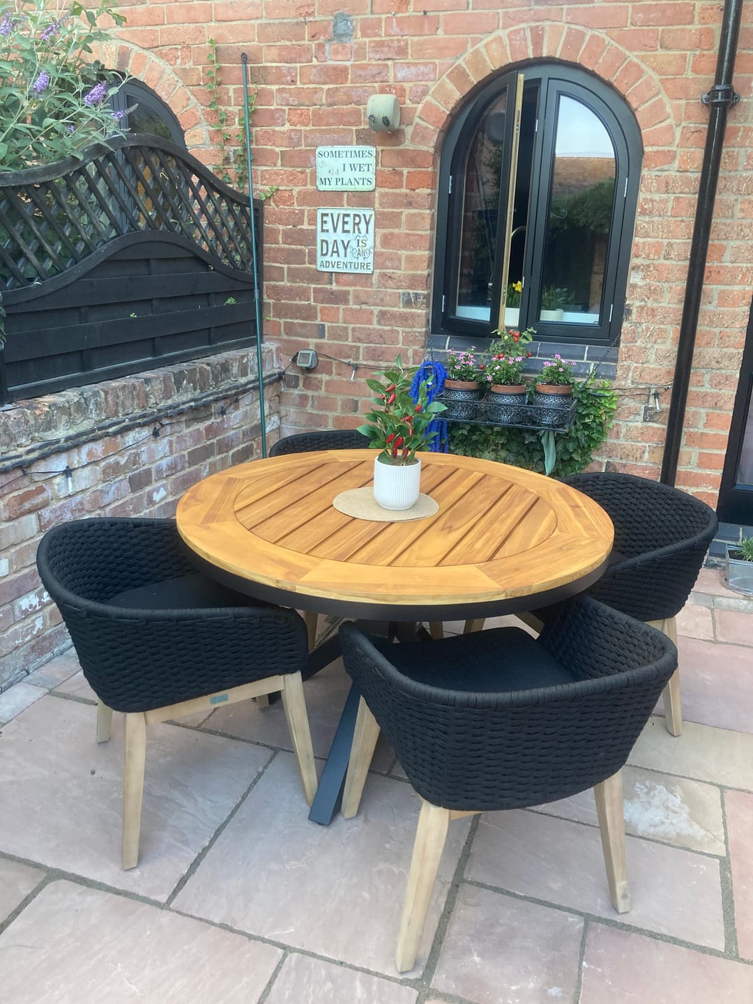 Customer photo review of Tuscany 4 Seater Round Dining Set with Eden Night Dining Chairs