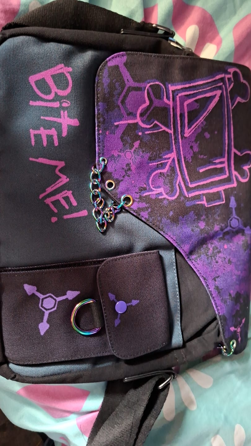 Customer photo review of Murder Drones Laptop Bag