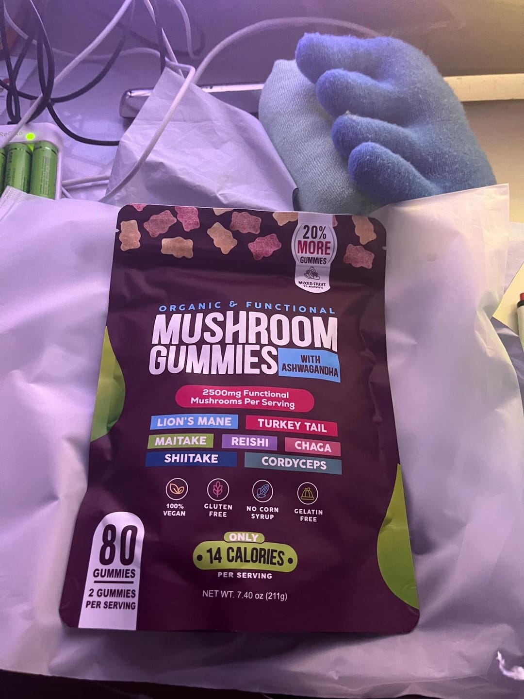 Customer photo review of Focus & Calm Mushroom Gummies – 2500mg med Lion’s Mane & Ashwagandha (80 st)