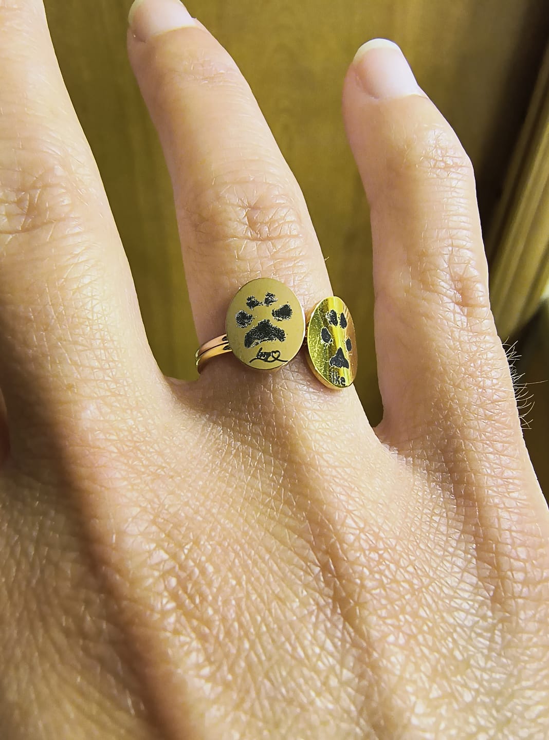 Customer photo review of Custom Paw Print Ring