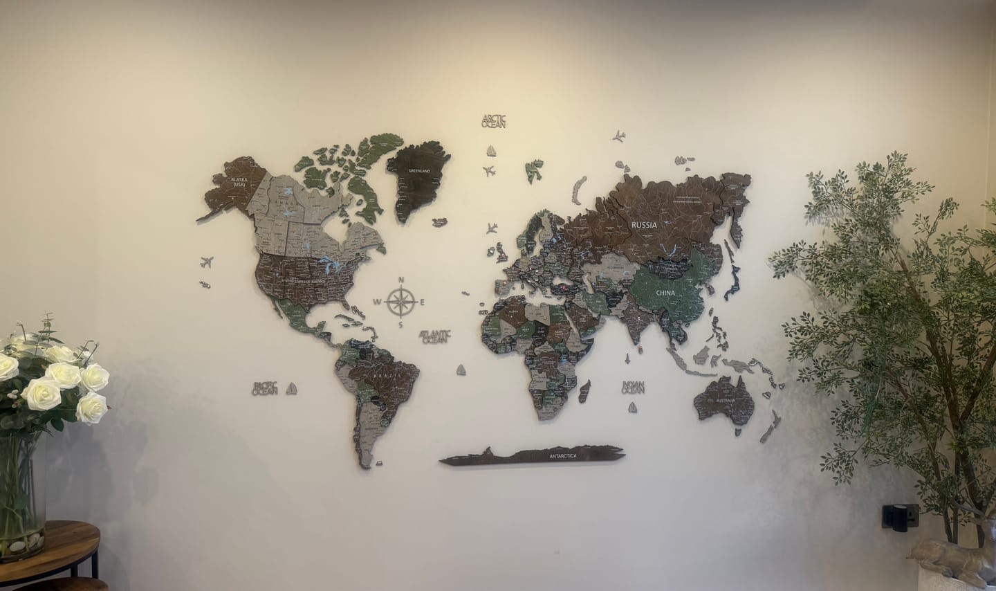 Customer photo review of 3D Wooden World Map Wall Decor -Rustic Style