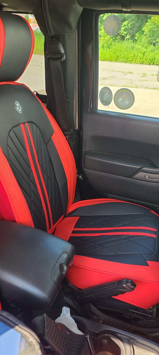 Customer photo review of Black & Red Car Seat Covers